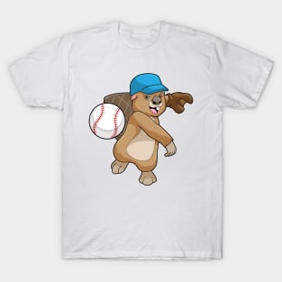 Beaver at Baseball Sports with Cap T-Shirt